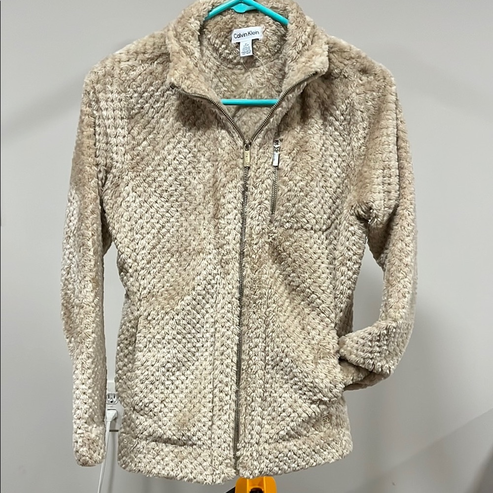 Calvin Klein Tan Teddy Jacket Plush Cozy Style